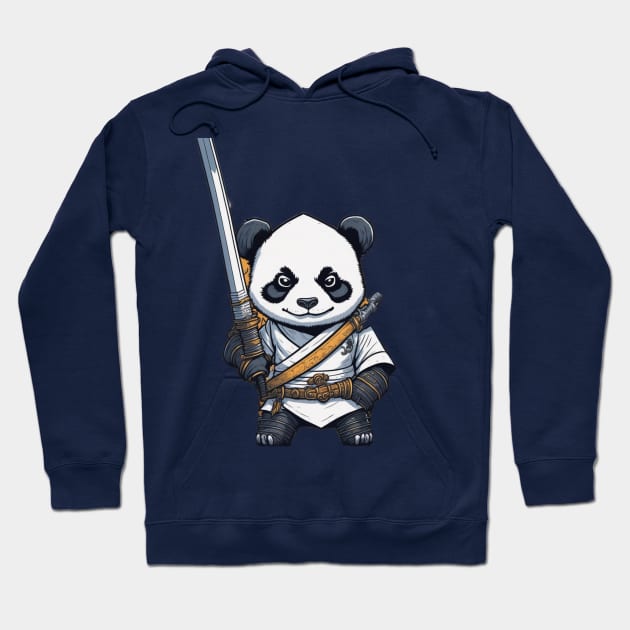 Cute Cartoon Panda Samurai Katana Sword Wilding Hoodie by BKSMAIL-Shop